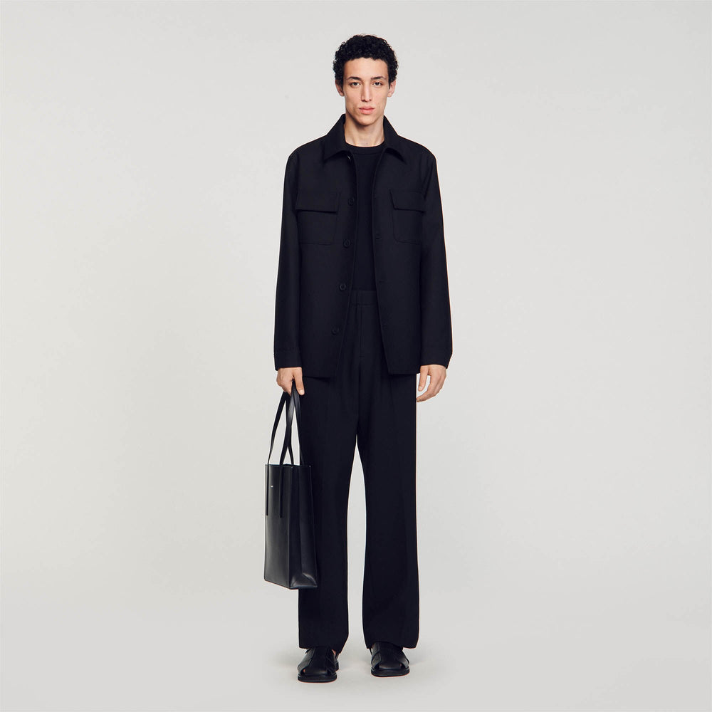 Buttoned oversized shirt Black Sandro Men