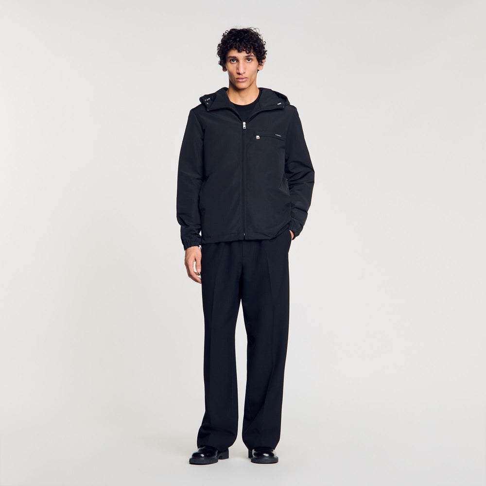 Nylon windbreaker Black Sandro Men