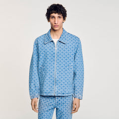 Square cross denim jacket Blue Vintage - Denim Sandro Men
