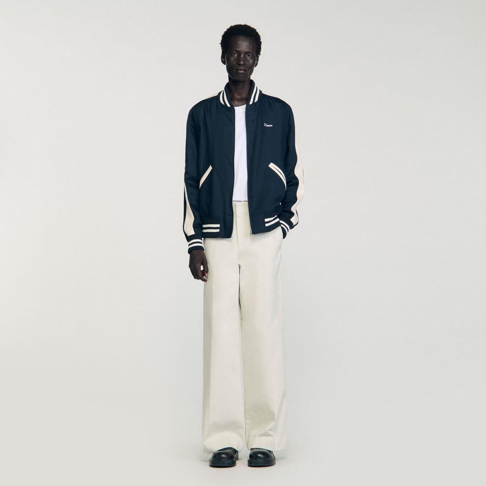 Zip-up varsity jacket Navy Blue Sandro Men