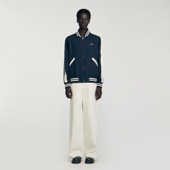 Zip-up varsity jacket Navy Blue Sandro Men