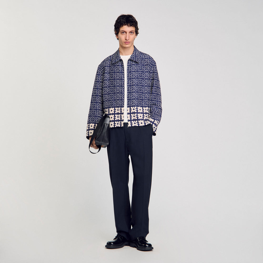 Jacket with floral motif Midnight Blue Sandro Men