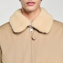 Shearling collar aviator jacket Sand Sandro Men