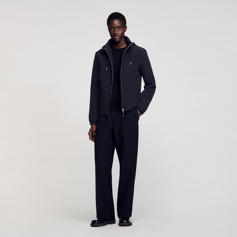 Zip-up hooded jacket Navy Blue Sandro Men