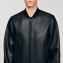 Leather jacket Black Sandro Men