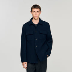 Wool overshirt Midnight Blue Sandro Men
