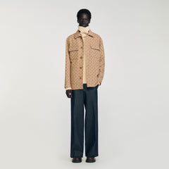 Square Cross jacquard overshirt Camel Sandro Men