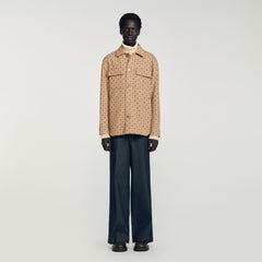 Square Cross jacquard overshirt Camel Sandro Men