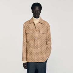 Square Cross jacquard overshirt Camel Sandro Men