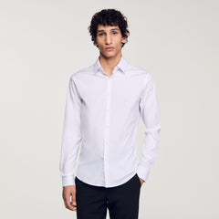 Fitted stretch cotton shirt White Sandro Men