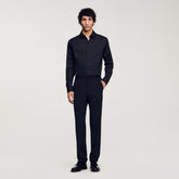 Fitted stretch cotton shirt Black Sandro Men