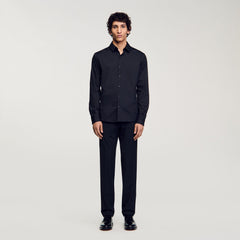 Fitted stretch cotton shirt Black Sandro Men