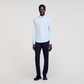 Fitted stretch cotton shirt Sky Blue Sandro Men
