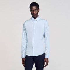 Fitted stretch cotton shirt Sky Blue Sandro Men