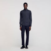 Fitted stretch cotton shirt Navy Blue Sandro Men