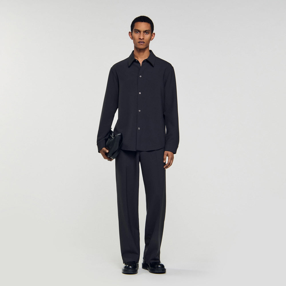 Long-sleeved jersey shirt Dark Grey Sandro Men