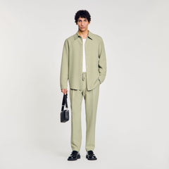 Long-sleeved jersey shirt Light Kaki. Sandro Men