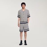 Square Cross short-sleeved shirt Ecru / Navy Sandro Men