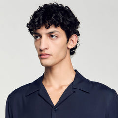 Shark collar shirt Midnight Blue Sandro Men