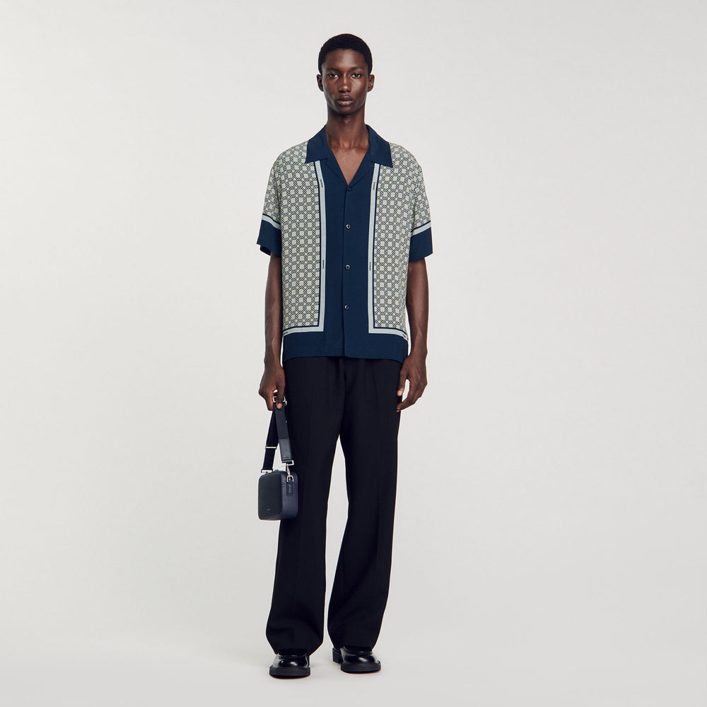 Short-sleeved patterned shirt Dark Blue Sandro Men