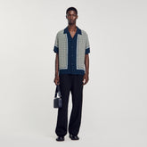 Short-sleeved patterned shirt Dark Blue Sandro Men