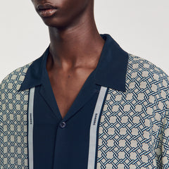 Short-sleeved patterned shirt Dark Blue Sandro Men