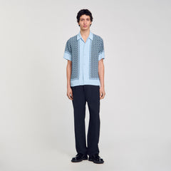 Short-sleeved patterned shirt Chambray Sandro Men