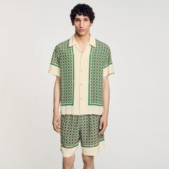 Short-sleeved patterned shirt Super Green Sandro Men