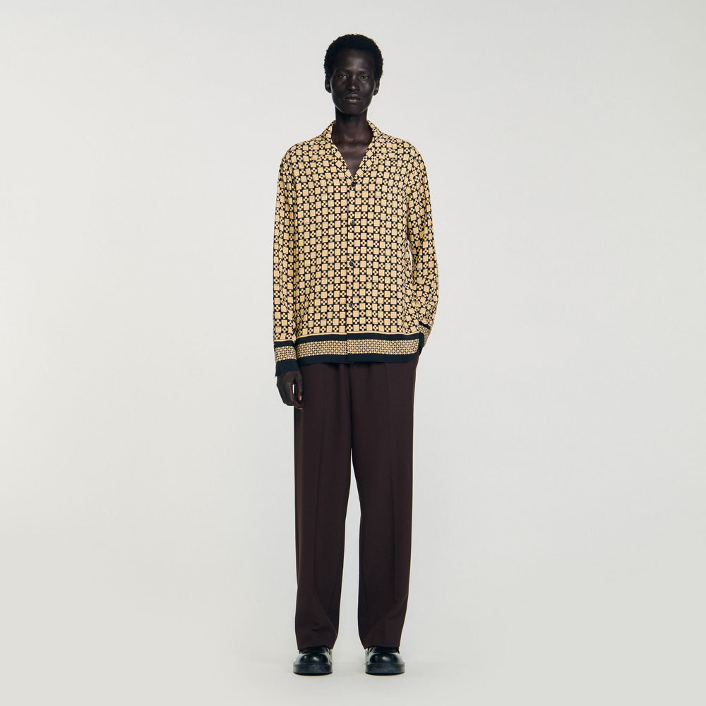 Printed loose-fit shirt Beige Sandro Men
