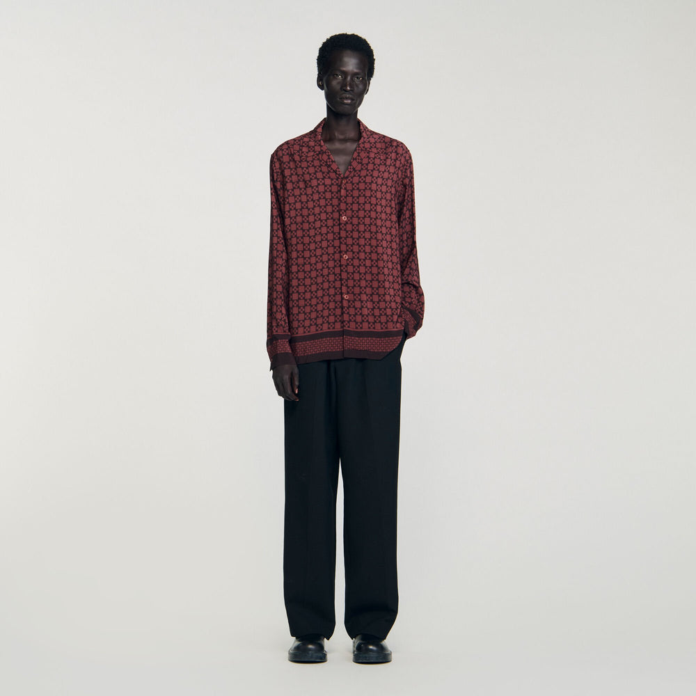 Printed loose-fit shirt Cognac Sandro Men