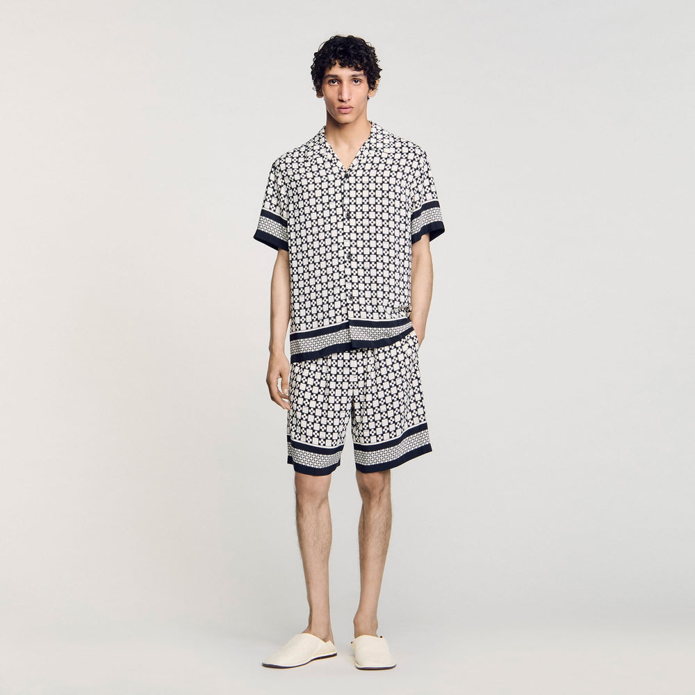 Square Cross motif flowing shirt Black Sandro Men