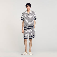 Square Cross motif flowing shirt Black Sandro Men