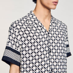 Square Cross motif flowing shirt Black Sandro Men