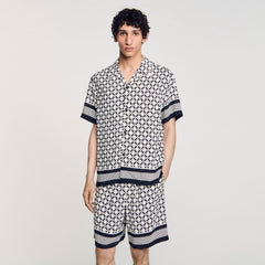 Square Cross motif flowing shirt Black Sandro Men