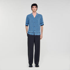 Square Cross motif flowing shirt Sky Blue Sandro Men