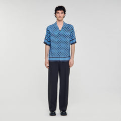 Square Cross motif flowing shirt Sky Blue Sandro Men