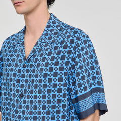Square Cross motif flowing shirt Sky Blue Sandro Men