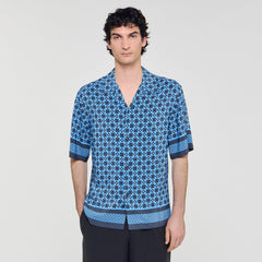 Square Cross motif flowing shirt Sky Blue Sandro Men