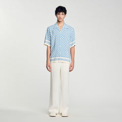 Square Cross motif flowing shirt Blue Sky Sandro Men