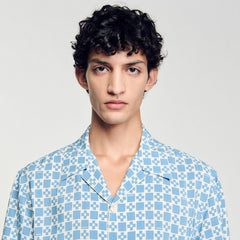 Square Cross motif flowing shirt Blue Sky Sandro Men