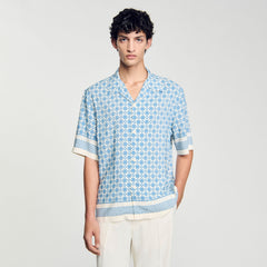 Square Cross motif flowing shirt Blue Sky Sandro Men