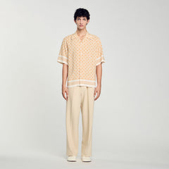 Square Cross motif flowing shirt Fire Sandro Men