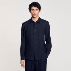 Linen shirt Navy Blue Sandro Men