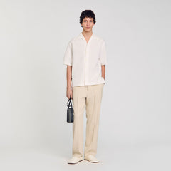 Cotton and linen shirt Ivory. Sandro Men