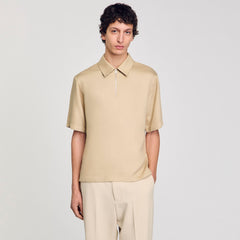 Zip-neck polo shirt Sand. Sandro Men
