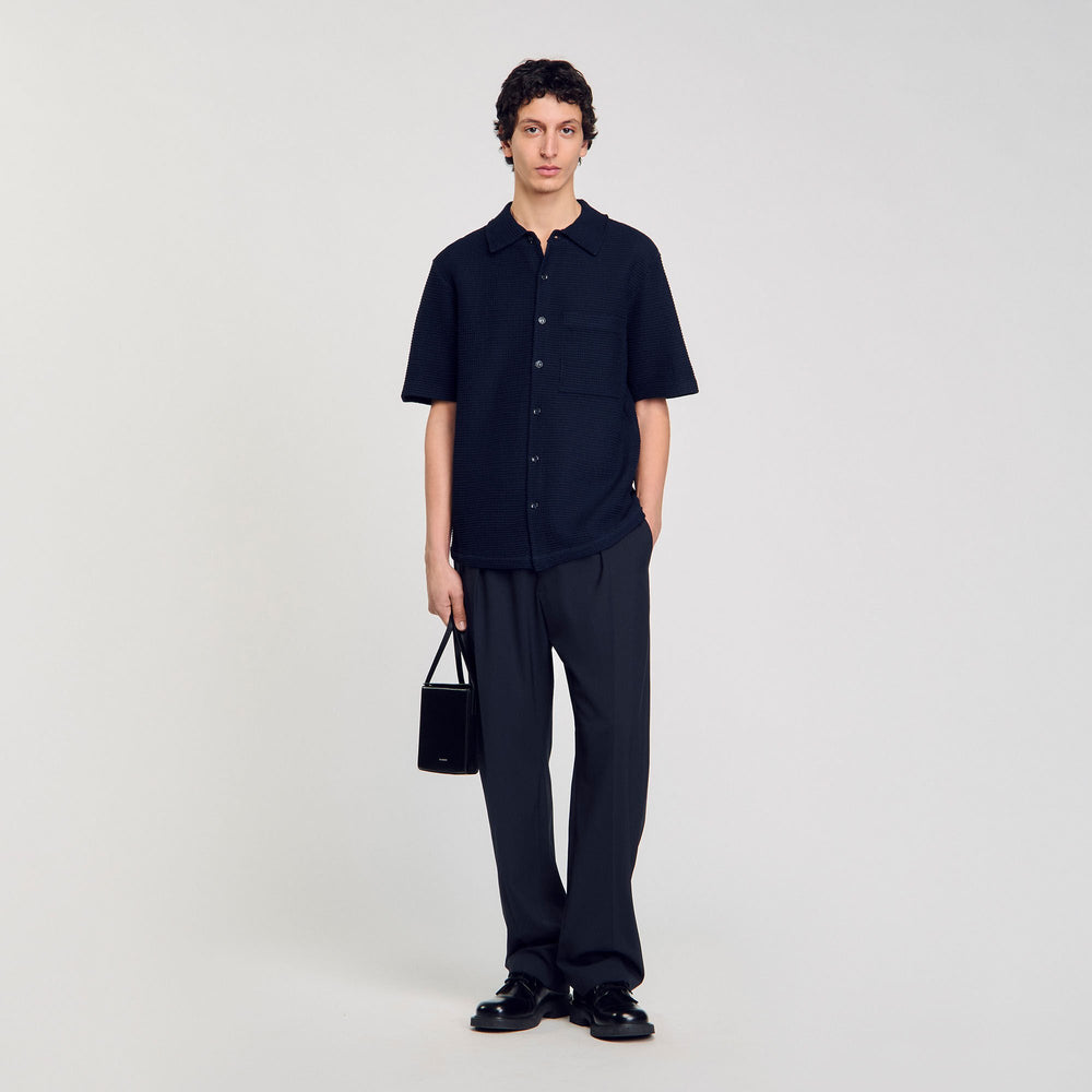Waffled shirt Midnight Blue Sandro Men