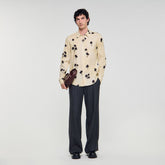 Floral print linen shirt Off White Sandro Men