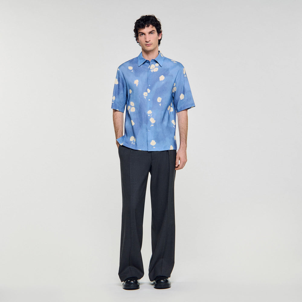 Floral motif shirt Blue Office Sandro Men