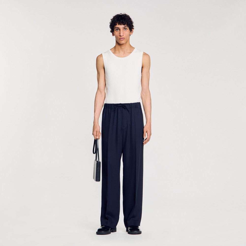 Elasticated wide-leg trousers Midnight Blue Sandro Men