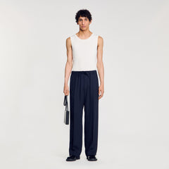 Elasticated wide-leg trousers Midnight Blue Sandro Men